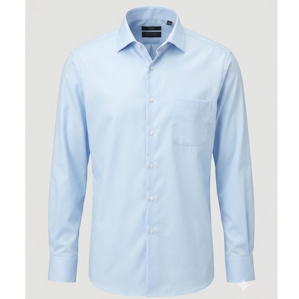 Pronto Uomo Non-Iron Slim Fit Dress Shirt Light Blue 17 34/35 Mens Preppy Cotton